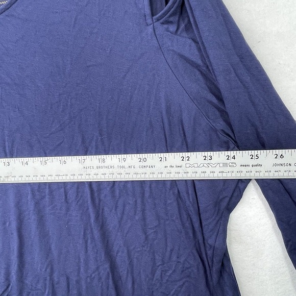 Belle Kim Gravel QVC Womens Size 2X Modal Blend Navy Blue Stretch Tunic Top - Picture 8 of 15